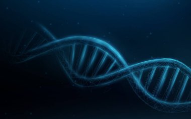 Tel çerçeve DNA molekülleri yapıları yıldızlı mavi bir arka plandan birbirine bağlıdır. Bilim ve Teknoloji konsepti