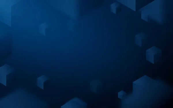 Blauwe Abstracte Geometrische Doos Drijvend Ruimte Met Futuristische Technologie Achtergrond — Stockvector