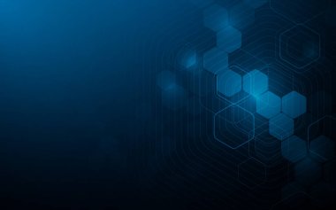 Soyut mavi altıgen geometrik tasarım arka planı. Sağlık hizmetleri konsepti ile gelecek teknolojisi. Vektör illüstrasyonu