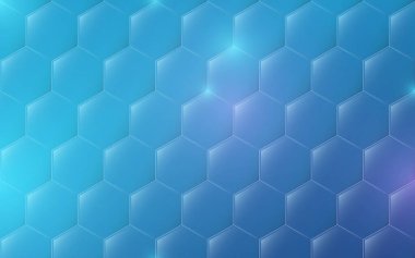 Teknoloji ve lüks konsepte sahip soyut mavi altıgen 3d dokular. Vektör illüstrasyonu