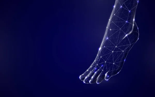 3D人的脚从线条 三角形和粒子风格的设计 说明性病媒 — 图库矢量图片
