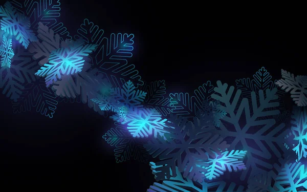 Fond Noël Flocons Neige Bleus Brillants Abstraits Illustration Vectorielle — Image vectorielle