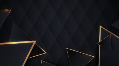 Soyut siyah ve altın kesim çizgileri çokgen arka plan. Lüks bir geçmişi var. Vektör illüstrasyonu