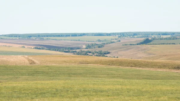 Landscape Early Autumn Hills Fields Trees — Stock Photo, Image