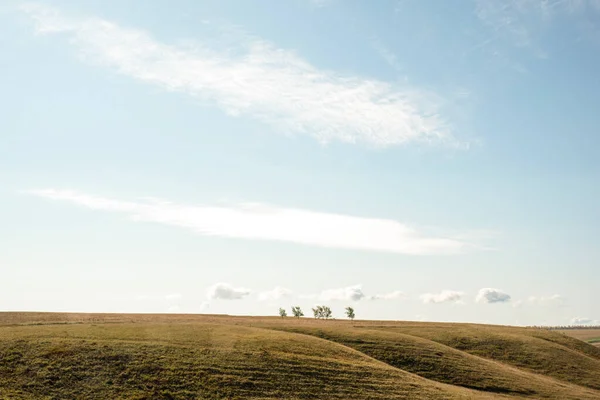 Landscape Early Autumn Hills Fields Trees — Stock Photo, Image