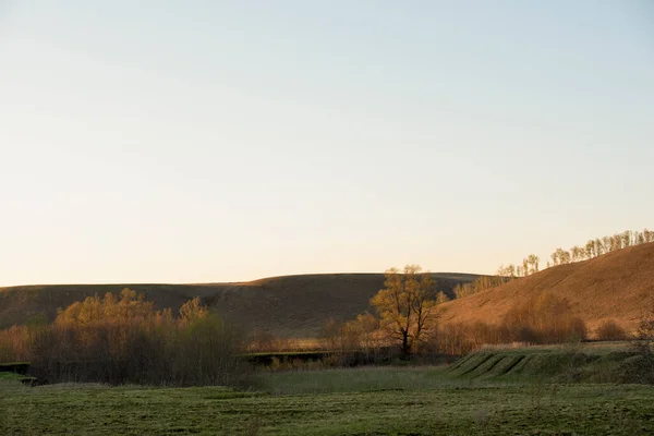 Spring Landscape Rural Scene Hills Fields Sunny Day — Stock Photo, Image