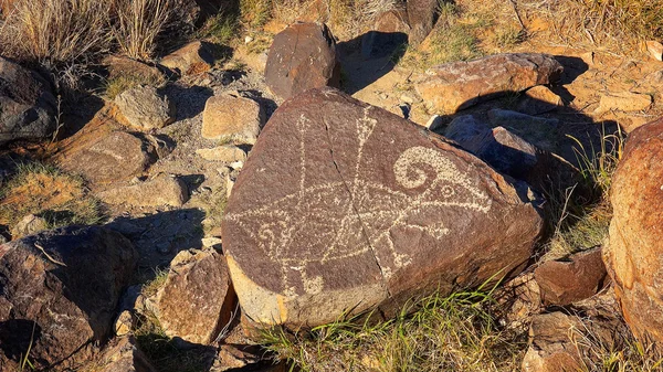 Petroglyph sur le site de Three Rivers Petroglyph au Nouveau-Mexique, États-Unis . — Photo