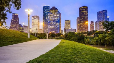 Houston City Skyline at Night From Eleanor Tinsley Park clipart