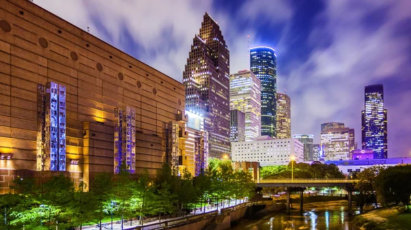 Houston, Texas Downtown Skyline bei Nacht lizenzfreie Stockbilder