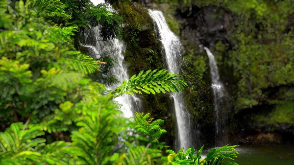 Chutes Upper Waikani le long de la route de Hana à Maui — Photo