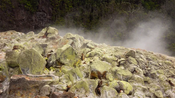 La vapeur monte des évents dans le parc national des volcans d'Hawaï — Photo