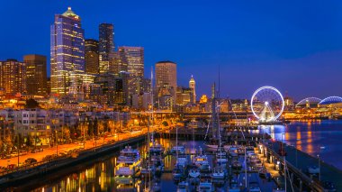 Seattle Waterfront After Sunset clipart
