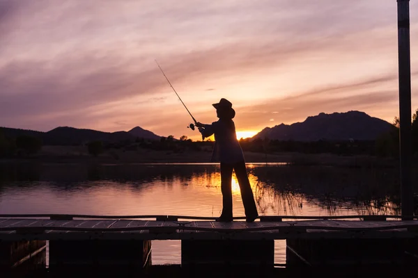 Fishing at Sunset — Stock Photo, Image