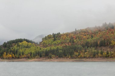 Sonbaharda Snake River Idaho boyunca manzaralı bir manzara.