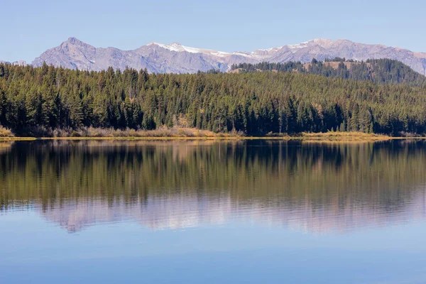 Paesaggio Scenografico Riflesso Del Lago Two Oceans Nel Grand Teton — Foto Stock