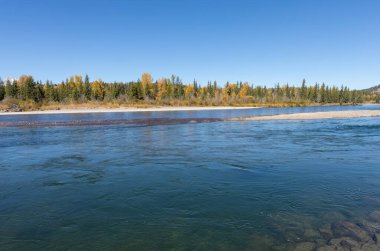 Grand Teton Ulusal Parkı 'nda sonbaharda Wyoming' de manzaralı Yılan Nehri