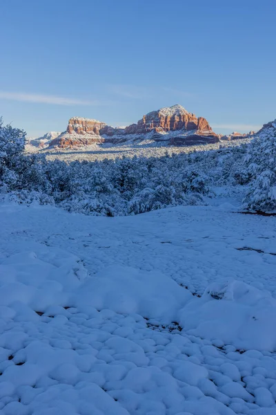 Paisaje Cubierto Nieve Las Rocas Rojas Sedona Arizona Invierno —  Fotos de Stock