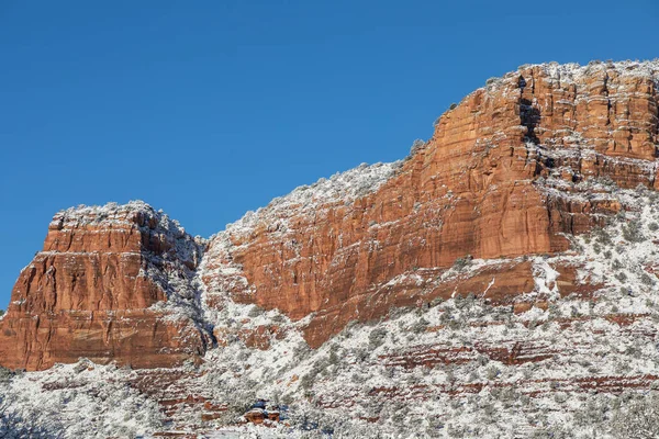 Scenic Snow Covered Landscape Red Rocks Sedona Ariozna Winter — Stock Photo, Image