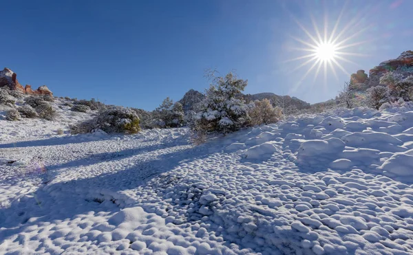 Scenic Snow Covered Landscape Sedona Arizona Winter — Stock Photo, Image