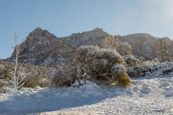 Scenic Snow Covered Landscape Sedona Arizona Winter — Stock Photo, Image