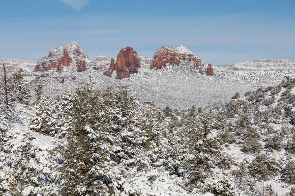 Paisaje Cubierto Nieve Sedona Arizona Invierno —  Fotos de Stock