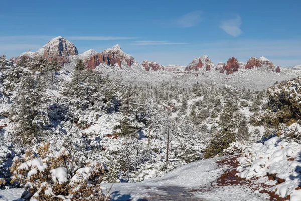 Paisaje Cubierto Nieve Sedona Arizona Invierno —  Fotos de Stock