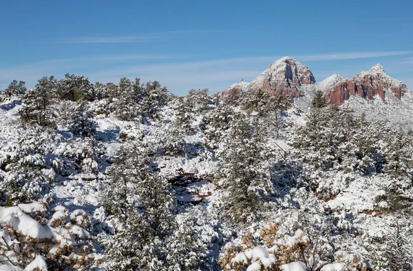 Paisaje Cubierto Nieve Sedona Arizona Invierno —  Fotos de Stock