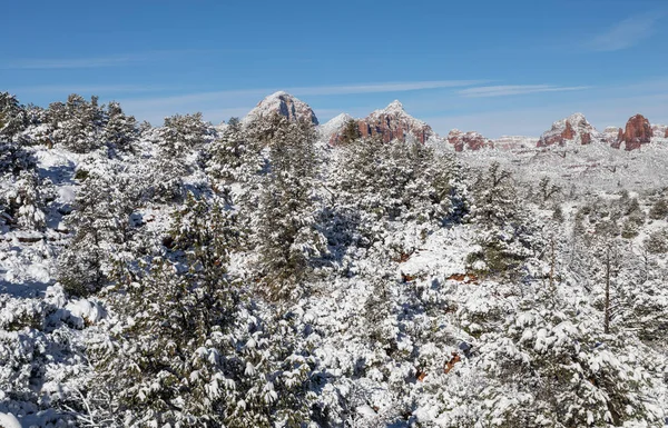 Paisaje Cubierto Nieve Sedona Arizona Invierno —  Fotos de Stock