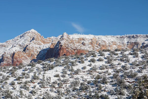 Uma Paisagem Coberta Neve Cênica Sedona Arizona Inverno — Fotografia de Stock