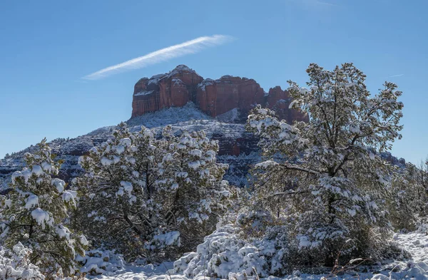 Paisaje Invernal Cubierto Nieve Sedona Arizona —  Fotos de Stock