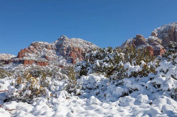 Paisaje Cubierto Nieve Sedona Arizona Invierno —  Fotos de Stock