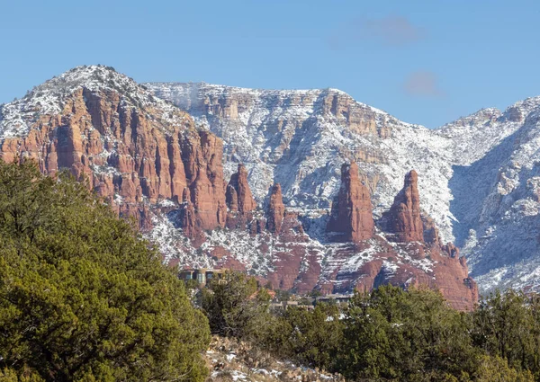 Paisaje Cubierto Nieve Sedona Arizona Invierno —  Fotos de Stock