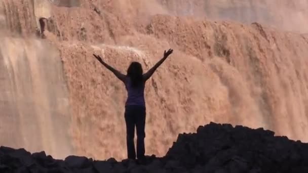 Yoga bij Grand Falls Arizona — Stockvideo