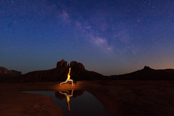 Cathedral Rock Yoga Under the Milky Way