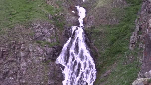 Alpine Waterfall in Summer — Stock Video