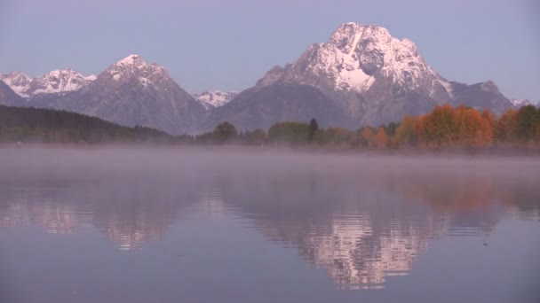 Fall Sunrise at Oxbow Bend — Stock Video