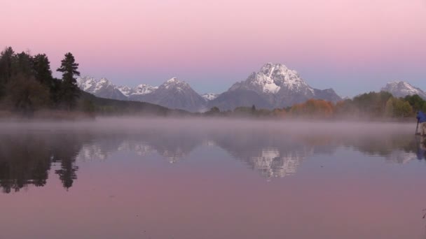 Caduta alba a Oxbow Bend — Video Stock