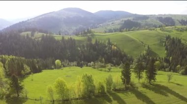 Hava. Yaz parlak dağ tepeleri üzerinde yanal uçuş