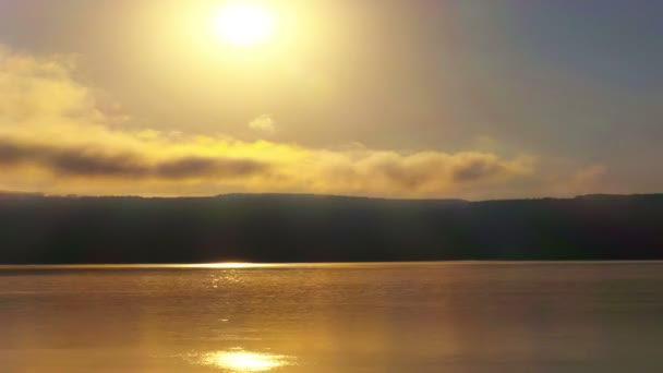 4k.Sea or lake  morning sunrise. Timelapse Landscape without birds. RAW output — Stock Video