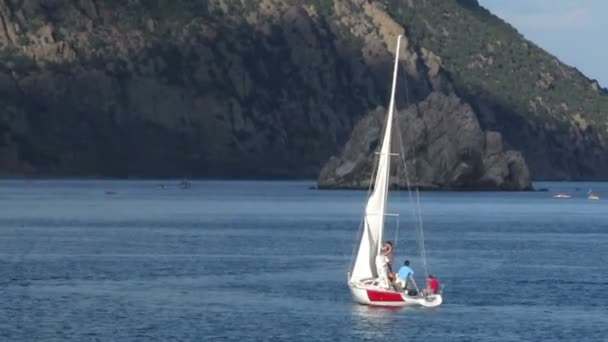 Segelbåten i havet — Stockvideo