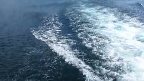 Следы от корабельных винтов на море — стоковое видео