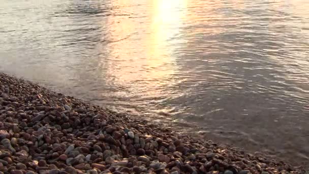 海洋海岸小卵石与波 — 图库视频影像