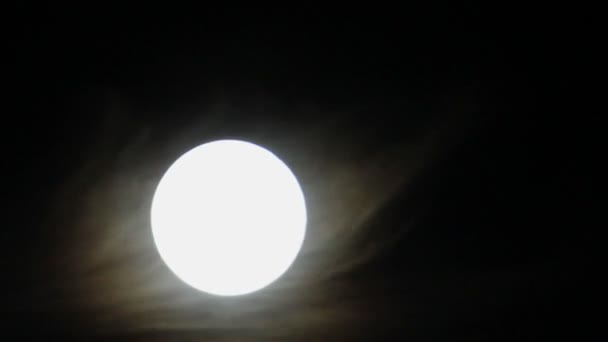 Moon and mystical clouds at night. Time lapse — Stock Video