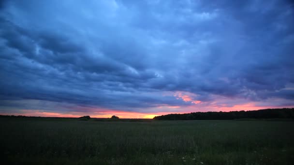 Drama mraky při západu slunce v stepi. NTSC Timelapse — Stock video