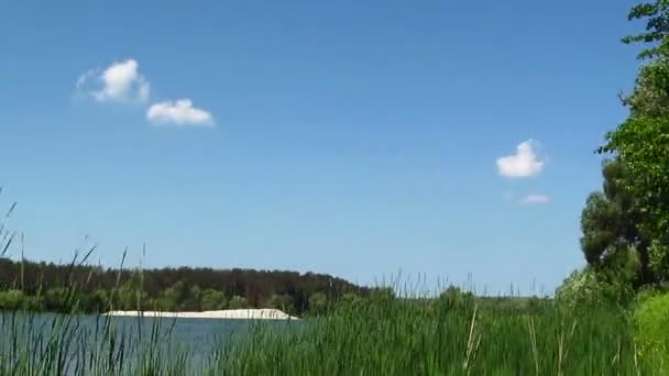 Río y cielo. Paisaje. Caducidad — Vídeos de Stock