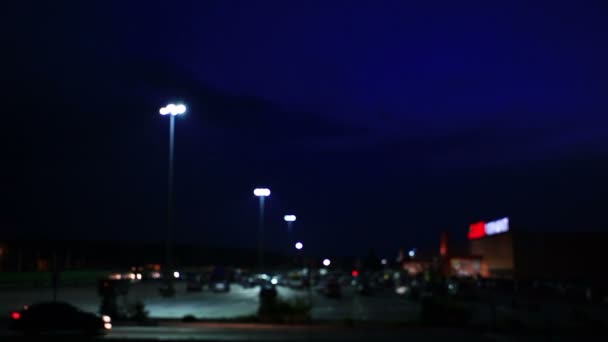 Parking of cars and evening sky. Time lapse. Blurred scene — Stock Video