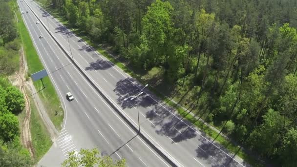 Highway with cars. Aerial — Stock Video