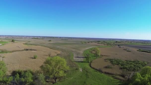 Paisagem rural com campos .Aerial — Vídeo de Stock