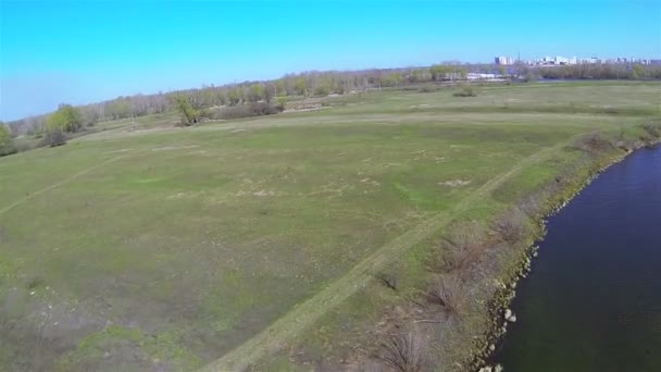 Schneller Flug über das Feld. Antenne — Stockvideo