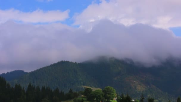 Mar de nubes sobre montañas. paisaje sin pájaros. Caducidad — Vídeos de Stock